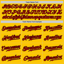 Load image into Gallery viewer, Custom Yellow Black Pinstripe Red-Black Authentic Baseball Jersey