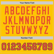 Load image into Gallery viewer, Custom Gold Orange-Navy Authentic Throwback Basketball Jersey