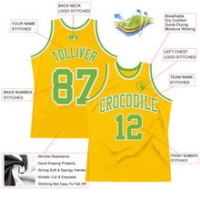 Load image into Gallery viewer, Custom Gold Neon Green-White Authentic Throwback Basketball Jersey