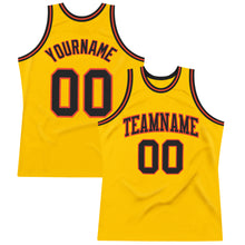 Load image into Gallery viewer, Custom Gold Black-Orange Authentic Throwback Basketball Jersey