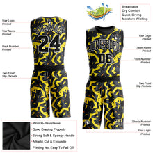 Load image into Gallery viewer, Custom Gold Black-White Round Neck Sublimation Basketball Suit Jersey