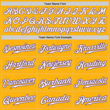 Load image into Gallery viewer, Custom Gold White-Purple Authentic Baseball Jersey