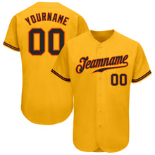 Load image into Gallery viewer, Custom Gold Black-Orange Authentic Baseball Jersey