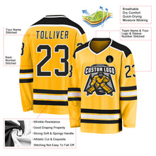 Load image into Gallery viewer, Custom Gold Black-White Hockey Jersey