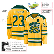 Load image into Gallery viewer, Custom Gold Green-White Hockey Jersey