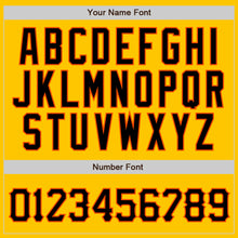 Load image into Gallery viewer, Custom Yellow Black Pinstripe Black-Orange Authentic Baseball Jersey
