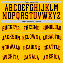 Load image into Gallery viewer, Custom Yellow Black Pinstripe Black-Orange Authentic Baseball Jersey