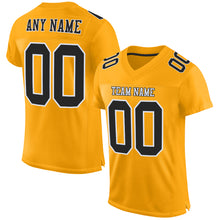 Load image into Gallery viewer, Custom Gold Black-White Mesh Authentic Football Jersey