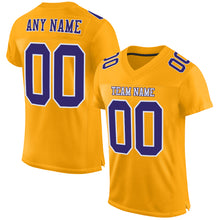 Load image into Gallery viewer, Custom Gold Purple-White Mesh Authentic Football Jersey