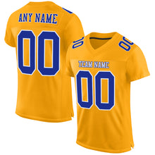 Load image into Gallery viewer, Custom Gold Royal-White Mesh Authentic Football Jersey