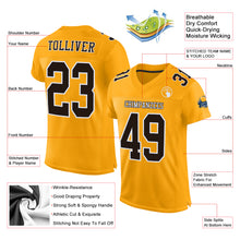 Load image into Gallery viewer, Custom Gold Brown-White Mesh Authentic Football Jersey