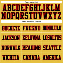 Load image into Gallery viewer, Custom Gold Black-Red Stitched Cuffed Knit Hat