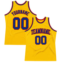 Load image into Gallery viewer, Custom Gold Royal-Red Authentic Throwback Basketball Jersey