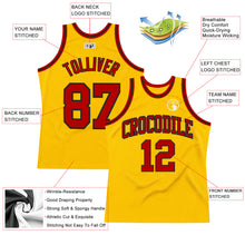 Load image into Gallery viewer, Custom Gold Red-Black Authentic Throwback Basketball Jersey