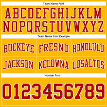 Load image into Gallery viewer, Custom Gold Red-White Authentic Throwback Basketball Shorts