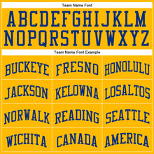 Load image into Gallery viewer, Custom Gold Royal-White Authentic Throwback Basketball Jersey