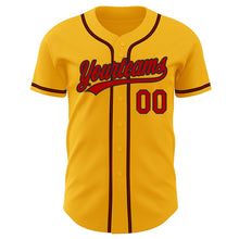 Load image into Gallery viewer, Custom Gold Red-Black Authentic Baseball Jersey