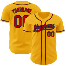 Load image into Gallery viewer, Custom Gold Red-Navy Authentic Baseball Jersey