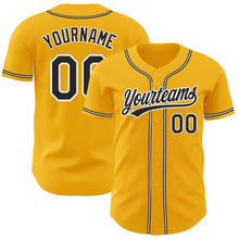 Load image into Gallery viewer, Custom Gold Black-White Authentic Baseball Jersey