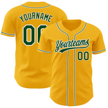 Load image into Gallery viewer, Custom Gold Green-White Authentic Baseball Jersey