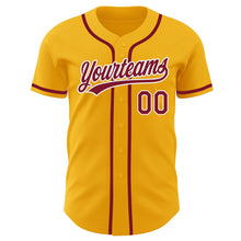 Load image into Gallery viewer, Custom Gold Crimson-White Authentic Baseball Jersey