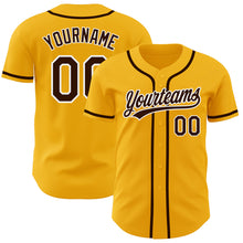 Load image into Gallery viewer, Custom Gold Brown-White Authentic Baseball Jersey