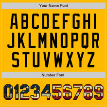 Load image into Gallery viewer, Custom Gold Vintage USA Flag-Black Authentic Baseball Jersey