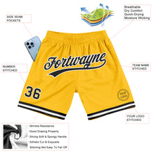 Load image into Gallery viewer, Custom Gold Black-White Authentic Throwback Basketball Shorts