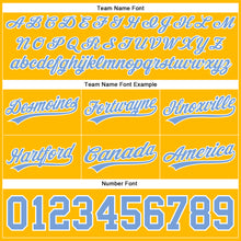 Load image into Gallery viewer, Custom Gold Light Blue-White Authentic Throwback Basketball Shorts