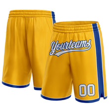 Load image into Gallery viewer, Custom Gold White-Royal Authentic Basketball Shorts