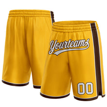 Load image into Gallery viewer, Custom Gold White-Brown Authentic Basketball Shorts