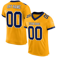 Load image into Gallery viewer, Custom Gold Navy-White Mesh Authentic Football Jersey