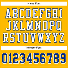 Load image into Gallery viewer, Custom Gold Royal-White Mesh Authentic Football Jersey