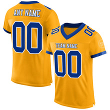 Load image into Gallery viewer, Custom Gold Royal-White Mesh Authentic Football Jersey