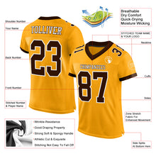 Load image into Gallery viewer, Custom Gold Brown-White Mesh Authentic Football Jersey
