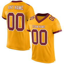 Load image into Gallery viewer, Custom Gold Burgundy-White Mesh Authentic Football Jersey