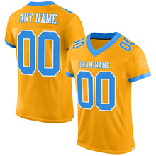 Load image into Gallery viewer, Custom Gold Powder Blue-White Mesh Authentic Football Jersey