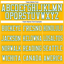 Load image into Gallery viewer, Custom Gold Kelly Green-White Mesh Authentic Football Jersey