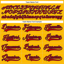 Load image into Gallery viewer, Custom Gold Red-Navy Hockey Lace Neck Jersey