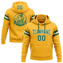 Load image into Gallery viewer, Custom Stitched Gold Kelly Green-White Football Pullover Sweatshirt Hoodie