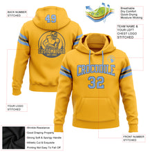 Load image into Gallery viewer, Custom Stitched Gold Light Blue-Steel Gray Football Pullover Sweatshirt Hoodie