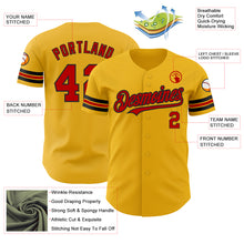 Load image into Gallery viewer, Custom Gold Red-Black Authentic Baseball Jersey
