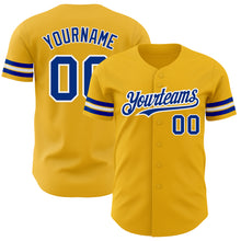 Load image into Gallery viewer, Custom Gold Royal-White Authentic Baseball Jersey