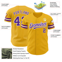 Load image into Gallery viewer, Custom Gold Purple-White Authentic Baseball Jersey