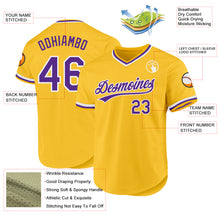 Load image into Gallery viewer, Custom Gold Purple-White Authentic Throwback Baseball Jersey