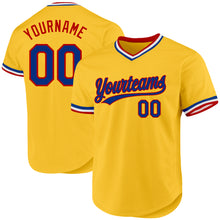 Load image into Gallery viewer, Custom Gold Royal-Red Authentic Throwback Baseball Jersey