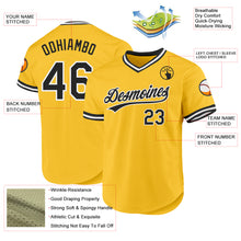 Load image into Gallery viewer, Custom Gold Black-White Authentic Throwback Baseball Jersey