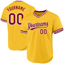 Load image into Gallery viewer, Custom Gold Maroon-White Authentic Throwback Baseball Jersey