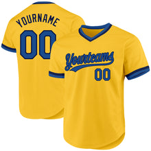 Load image into Gallery viewer, Custom Gold Blue-Navy Authentic Throwback Baseball Jersey