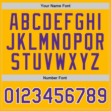 Load image into Gallery viewer, Custom Gold Purple-White Authentic Throwback Basketball Jersey